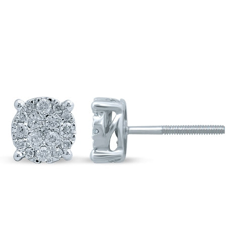 10K White Gold 0.33-0.37 Cttw Diamond Super Flower Earring