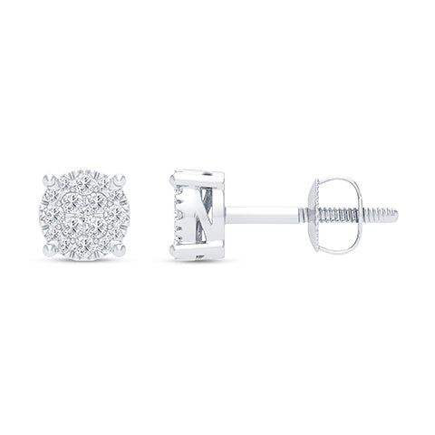 10K Yellow Or White Gold 0.24-0.28 Cttw Diamond Super Flower Earring