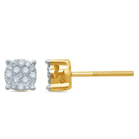10K Yellow Gold 0.14-0.17 Cttw Diamond Super Flower Earrings