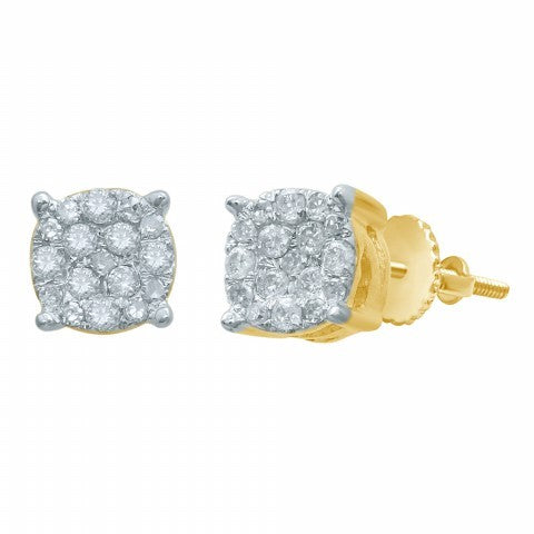 10K White Gold 0.12-0.18 Cttw Diamond Super Flower Earring