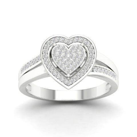 10K White Gold 0.20 Cttw Diamond Ladies Heart Ring