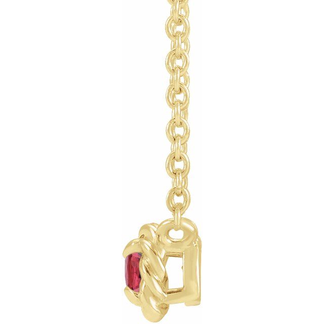 14K Yellow Gold Round 3 Mm 18 In Polished Natural Ruby Claw-Prong Rope Necklace