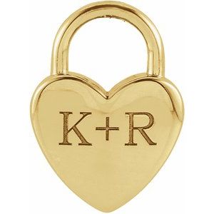 14K Yellow Gold 12.1 X 8.6 Mm Polished Engravable Heart-Shaped Lock Pendant