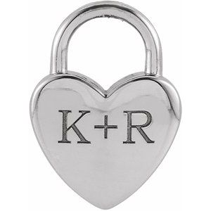 Sterling Silver 12.1 X 8.6 Mm Polished Engravable Heart-Shaped Lock Pendant