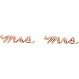 14K Rose Gold 12 X 2.81 Mm Pair Friction Back Included Polished Mrs Stud Earrings