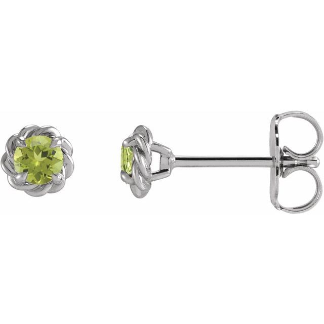 14K Yellow Gold Or Sterling Silver Round Friction Back Polished Natural Gemstone Claw-Prong Rope Earrings