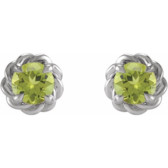 14K Yellow Gold Or Sterling Silver Round Friction Back Polished Natural Gemstone Claw-Prong Rope Earrings