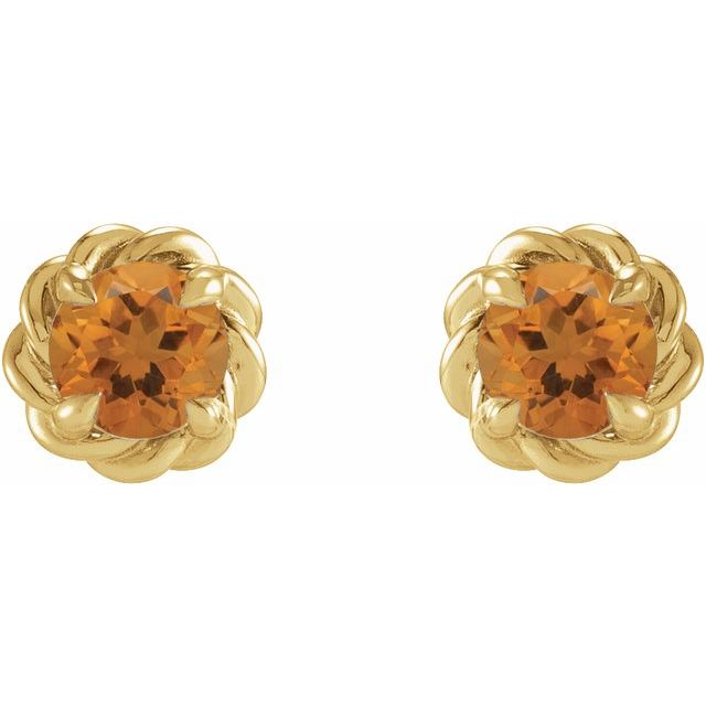 14K Yellow Gold Or Sterling Silver Round Friction Back Polished Natural Gemstone Claw-Prong Rope Earrings