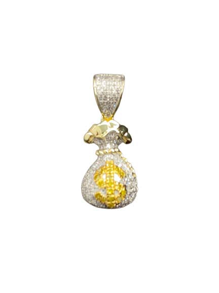 10K Yellow Gold 0.31-0.35 Cttw Diamond Money Bags Pendant
