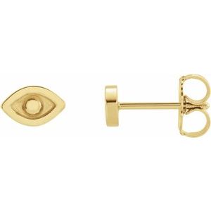 14K Yellow Gold Evil Eye Earrings
