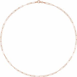14K Yellow Or White Or Rose Gold Or Sterling Silver 2.6 mm Lobster Clasp Polished Paperclip-Style Chain