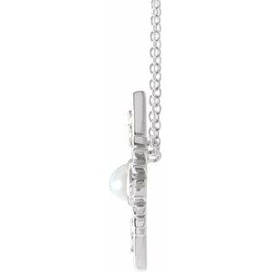 14K White Gold Oval 6 X 4Mm G-H I1 Natural Ethiopian Opal And .08 Ctw Natural Diamond Necklace, Length: 18 In