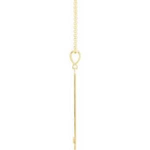 14K Yellow Gold Round 2Mm G-H I1 .03 Ctw Natural Diamond Engravable Bar Necklace, Length: 18 In