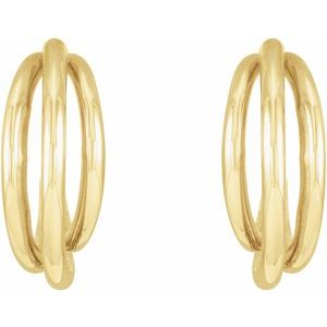 14K Yellow Gold Multi- Layer Metal Hoop Earrings