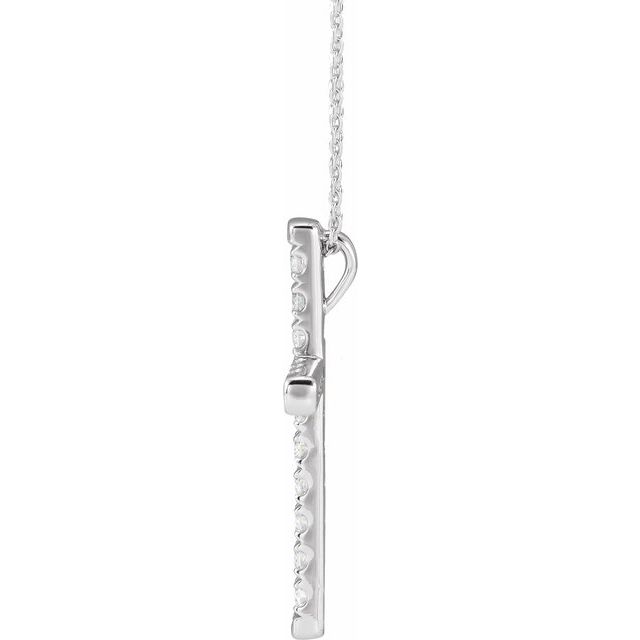 14K White Gold Round 2.5Mm Si1-Si2, Gh 16-18 In Polished 1 Ctw Lab-Grown Diamond French-Set Cross Necklace