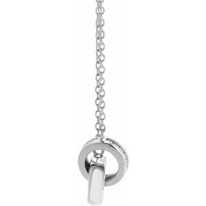 14K White Gold Round 1Mm G-H I1 .08 Ctw Natural Diamond Interlocking Circles Necklace Center, Length: 18 In