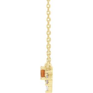 14K Yellow Gold Round 3.5Mm G-H I1 Natural Citrine And .08 Ctw Natural Diamond Necklace, Length: 18 In