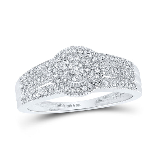 Sterling Silver Womens Round Diamond Cluster Ring 1/4 Cttw, Womens Size: 5-10