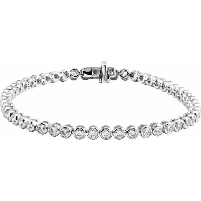 14K Yellow Or White Gold Round 2.5Mm Si1-Si2, G-H 7 In Polished 3 1/2 Ctw Lab-Grown Diamond Bezel-Set Bracelet