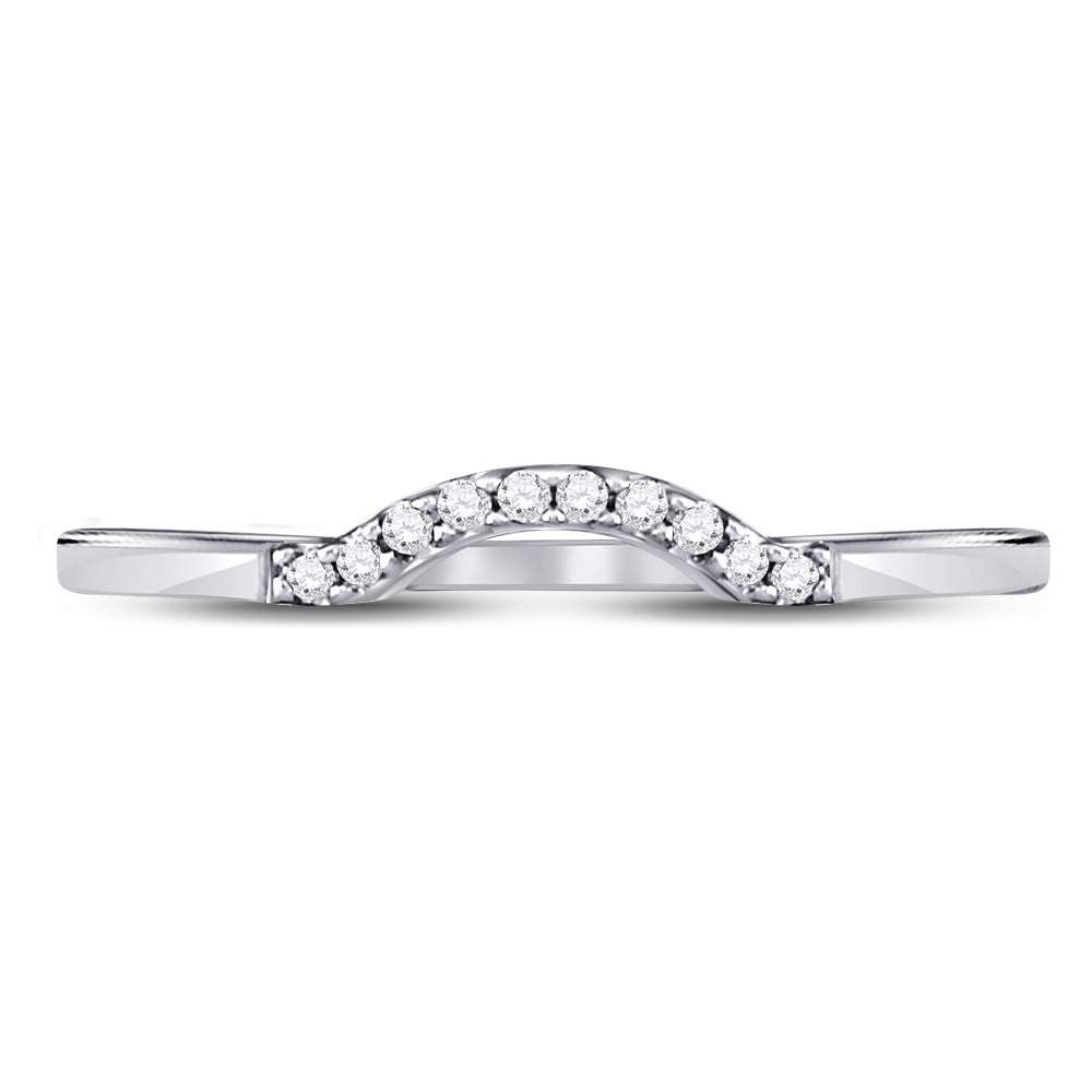 10K White Gold Womens Round Diamond Contoured Solitaire Enhancer Wedding Band 1/20 Cttw, Womens Size: 5-10