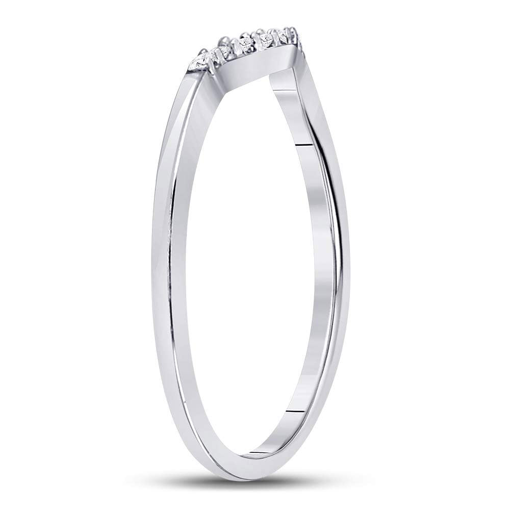 10K White Gold Womens Round Diamond Contoured Solitaire Enhancer Wedding Band 1/20 Cttw, Womens Size: 5-10