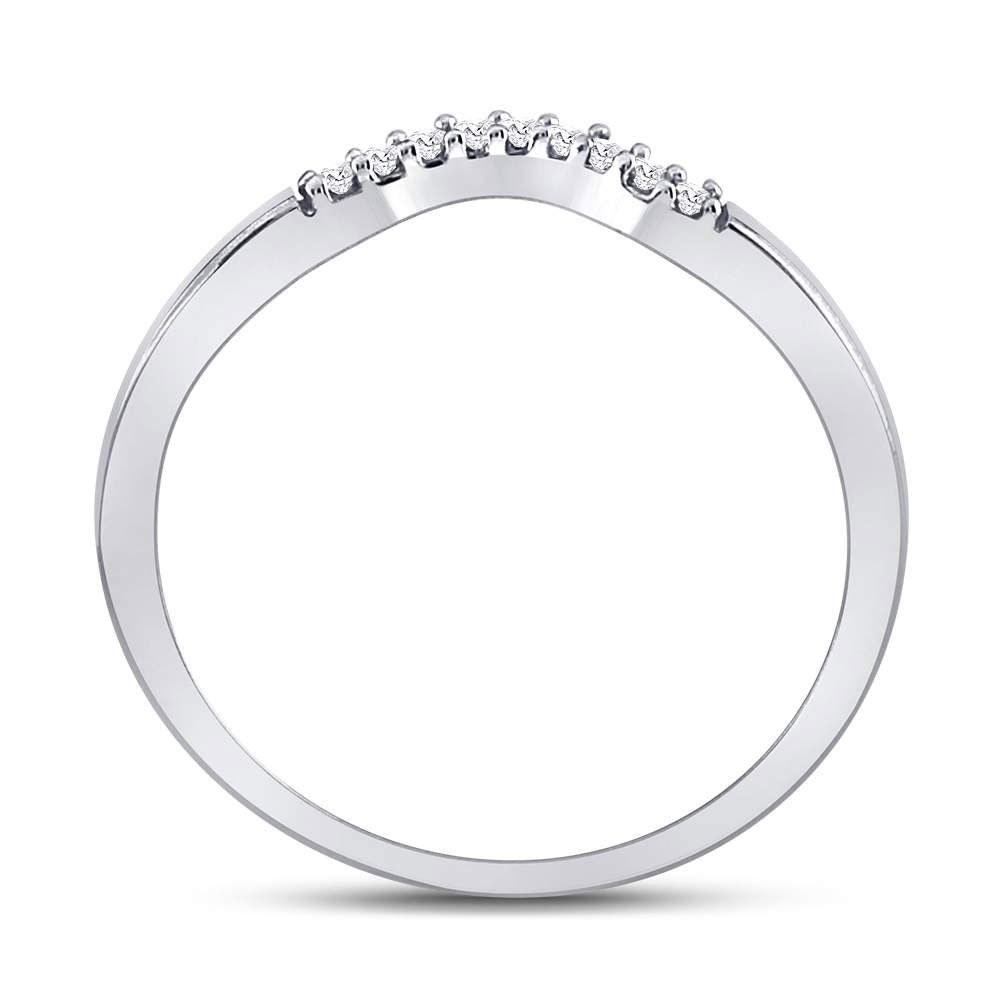 10K White Gold Womens Round Diamond Contoured Solitaire Enhancer Wedding Band 1/20 Cttw, Womens Size: 5-10