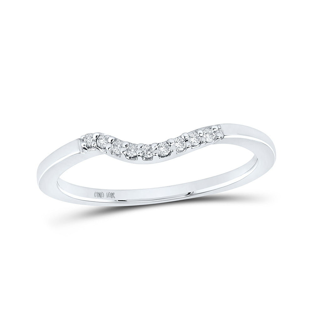 10K White Gold Womens Round Diamond Contoured Solitaire Enhancer Wedding Band 1/20 Cttw, Womens Size: 5-10