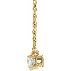 14K Yellow Gold Oval 5 X 3Mm G-H Si2-Si3 1/4 Ctw Natural Diamond Solitaire Necklace, Length: 18 In