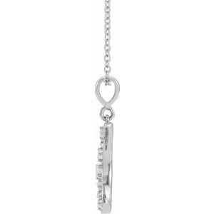 Sterling Silver Round Natural White Opal Cabochon Moon Necklace, Length: 18 In