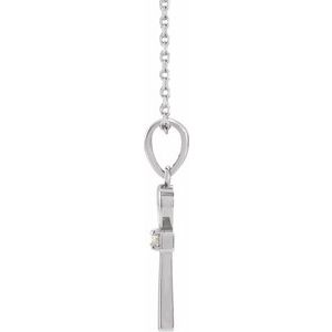 14K White Gold Round 2Mm G-H I1 .03 Ctw Natural Diamond Accented Ankh Cross Necklace, Length: 18 In
