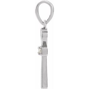 Sterling Silver Round 2Mm G-H I1 .03 Ctw Natural Diamond Accented Ankh Cross Pendant