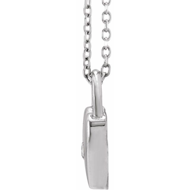 Sterling Silver Round 2 Mm 18 In Polished Natural White Sapphire Heart Lock Necklace