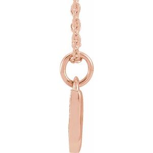 14K Rose Gold Round G-H I1 .05 Ctw Natural Diamond Petite Music Note Necklace, Length: 18 In