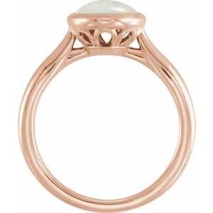 14K Rose Gold Oval 10 X 8 Mm Polished Natural Ethiopian Opal Cabochon Ring Size 7