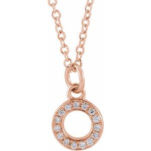 14K Yellow Or White Or Rose Gold 1.1 Mm 0.05 Ctw 16-18 In Polished Round Natural Diamond Petite Initial Necklace