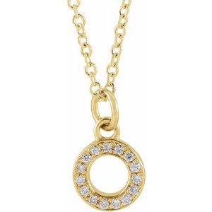 14K Yellow Or White Or Rose Gold 1.1 Mm 0.05 Ctw 16-18 In Polished Round Natural Diamond Petite Initial Necklace