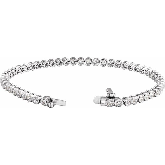 14K Yellow Or White Gold Round 2.5Mm Si1-Si2, G-H 7 In Polished 3 1/2 Ctw Lab-Grown Diamond Bezel-Set Bracelet