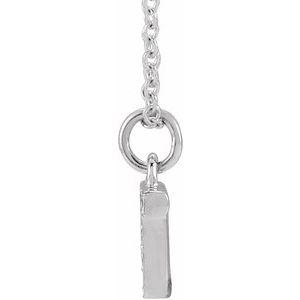 14K Yellow Or White Or Rose Gold 0.9 Mm 0.03 Ctw 16-18 In Polished Round Natural Diamond Petite Initial Necklace