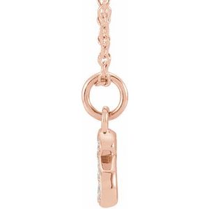 14K White Or Rose Gold 0.95 Mm 0.04 Ctw 16-18 In Polished Round Natural Diamond Petite Initial Necklace