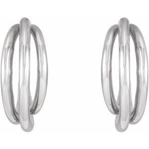 Sterling Silver Multi- Layer Metal Hoop Earrings