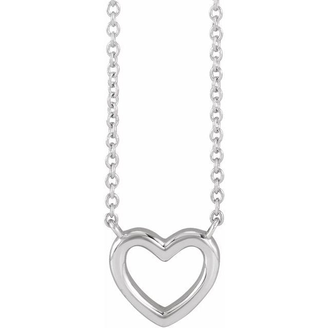 14K Rose Gold Or Sterling Silver 9.18 X 8.9 Mm 18 In Polished Heart Necklace