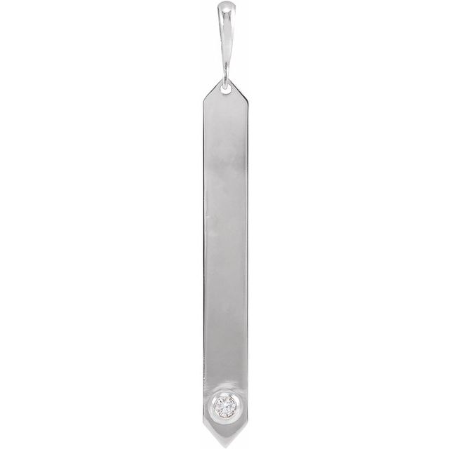 14K Yellow Or White Gold Round 2Mm I1, G-H Polished .03 Ctw Natural Diamond Engravable Bar Pendant