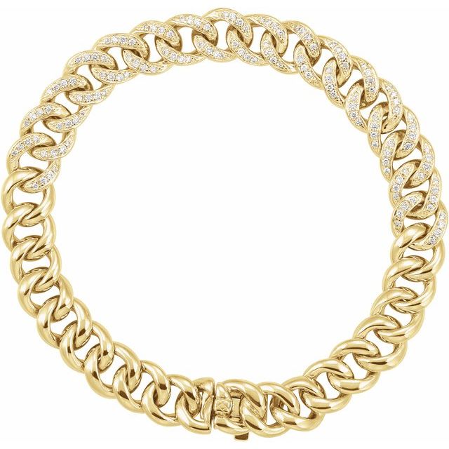 14K Yellow Or White Gold Round I1, G-H 7 In Polished 3/4 Ctw Natural Diamond Curb Bracelet