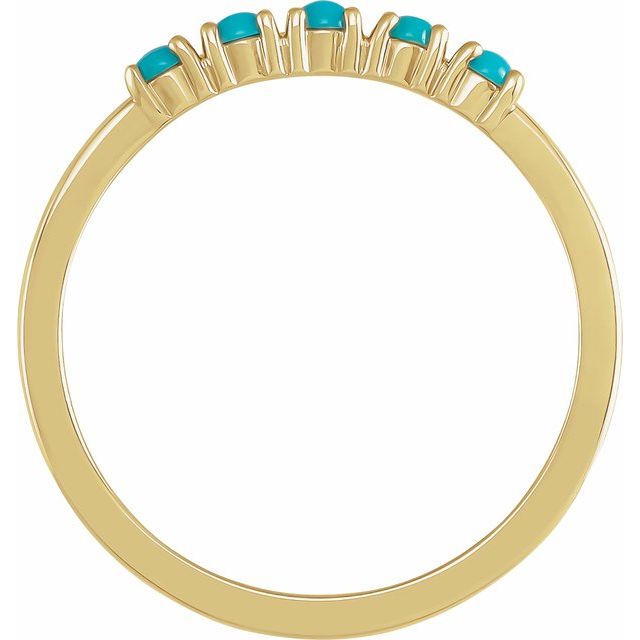 14K Yellow Or White Gold Or Sterling Silver Round 2 Mm Polished Natural Turquoise Cabochon Stackable Ring, Size 7