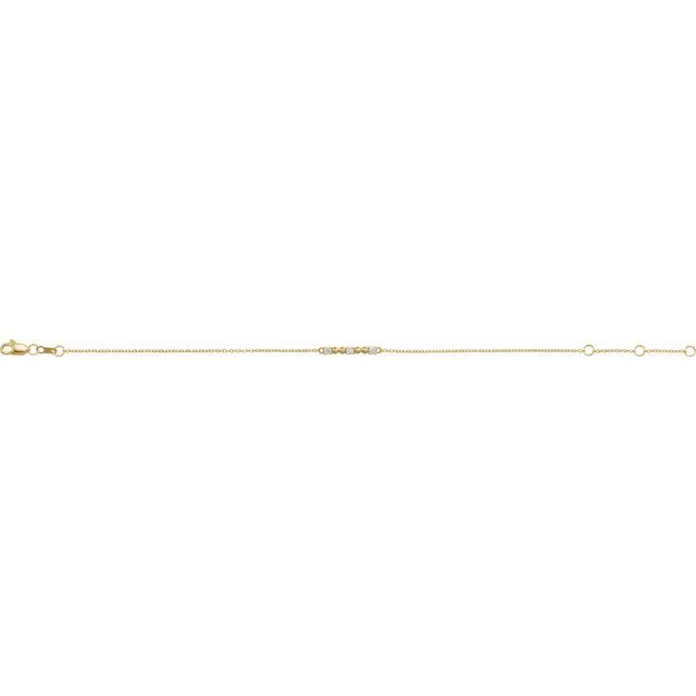 14K Yellow Or White Gold Round 2 Mm 17.93 X 2.28 Mm 6 1/2-7 1/2 In I1, G-H Polished Bead And 1/10 Ctw Natural Diamond Bar Bracelet