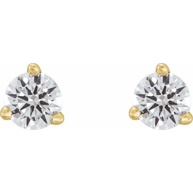 14K Yellow Gold Round Pair 3Mm Natural Diamond Earrings