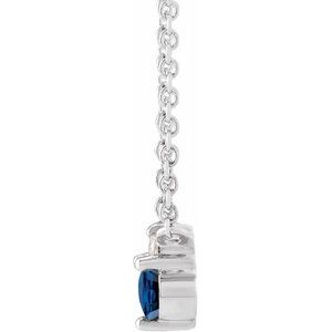 Sterling Silver Round 3Mm G-H I1 Natural Blue Sapphire And .015 Ct Natural Diamond Necklace, Length: 18 In