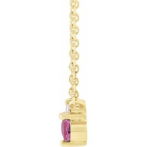 14K Yellow Gold Round 3Mm G-H I1 Natural Pink Sapphire And .015 Ct Natural Diamond Necklace, Length: 18 In