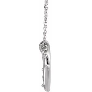 Sterling Silver 18.55 X 17.15 Mm 16-18 In Polished Heart Rosary Necklace With Raised Cross And Raised Bead Detail