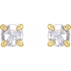 14K Yellow Gold Round 3.5Mm Vs/Si1, Ghi 1/6 Ctw Natural Diamond Rose-Cut 4-Prong Claw-Prong Friction Back Earrings
